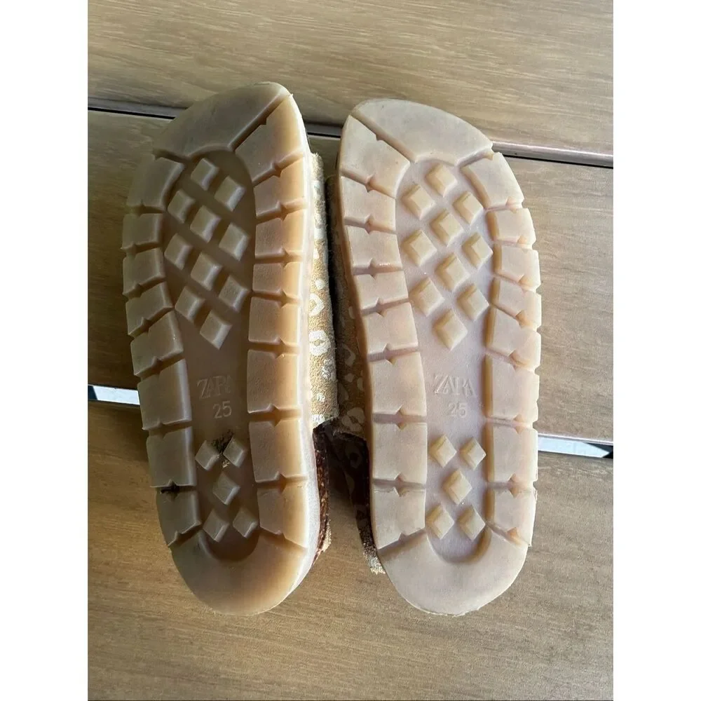ZARA Kids Leather Strap Sandals Leopard - 25 (8.5/9C US)